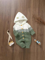 knitted Baby Hooded Jumpsuit / Onesie