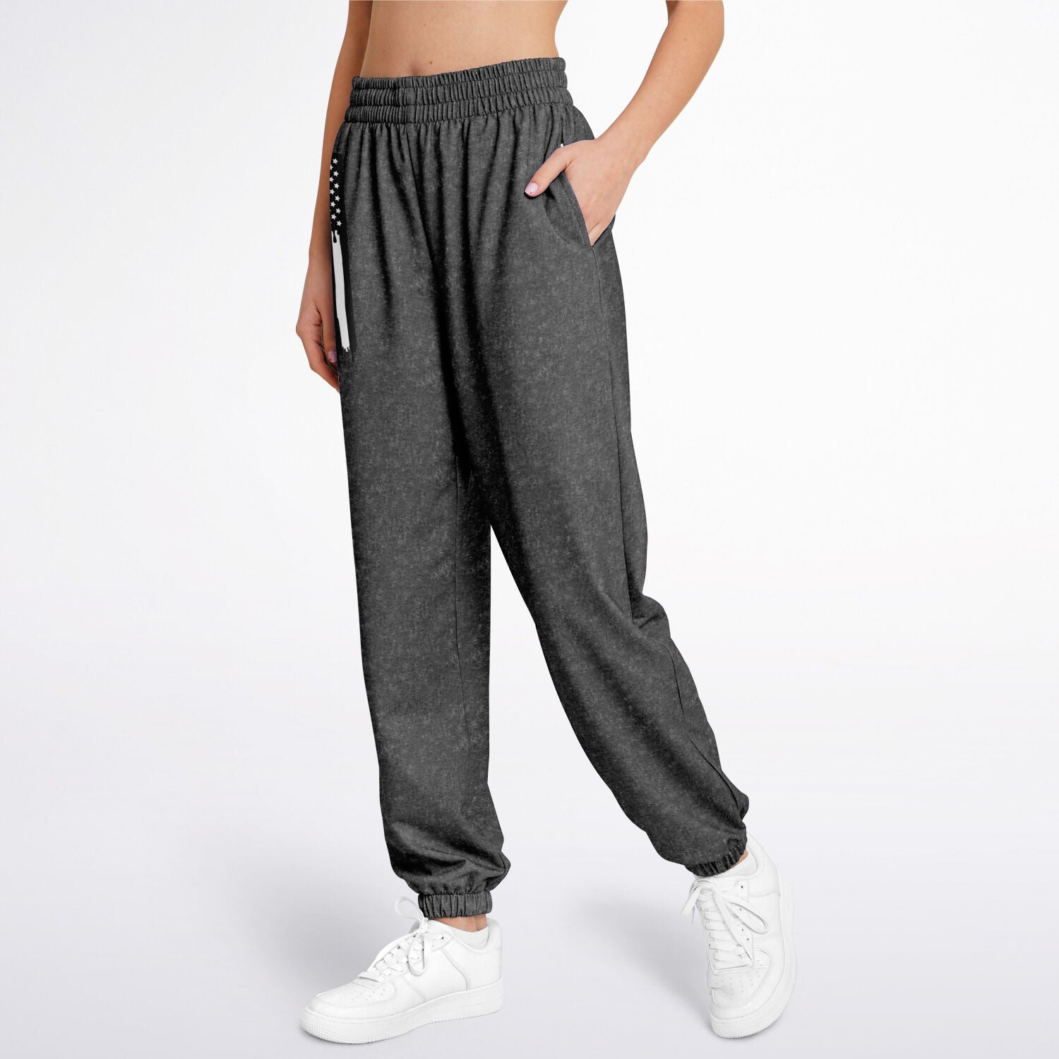 Ladies American Drip Black Acid Wash Dance Sweatpants