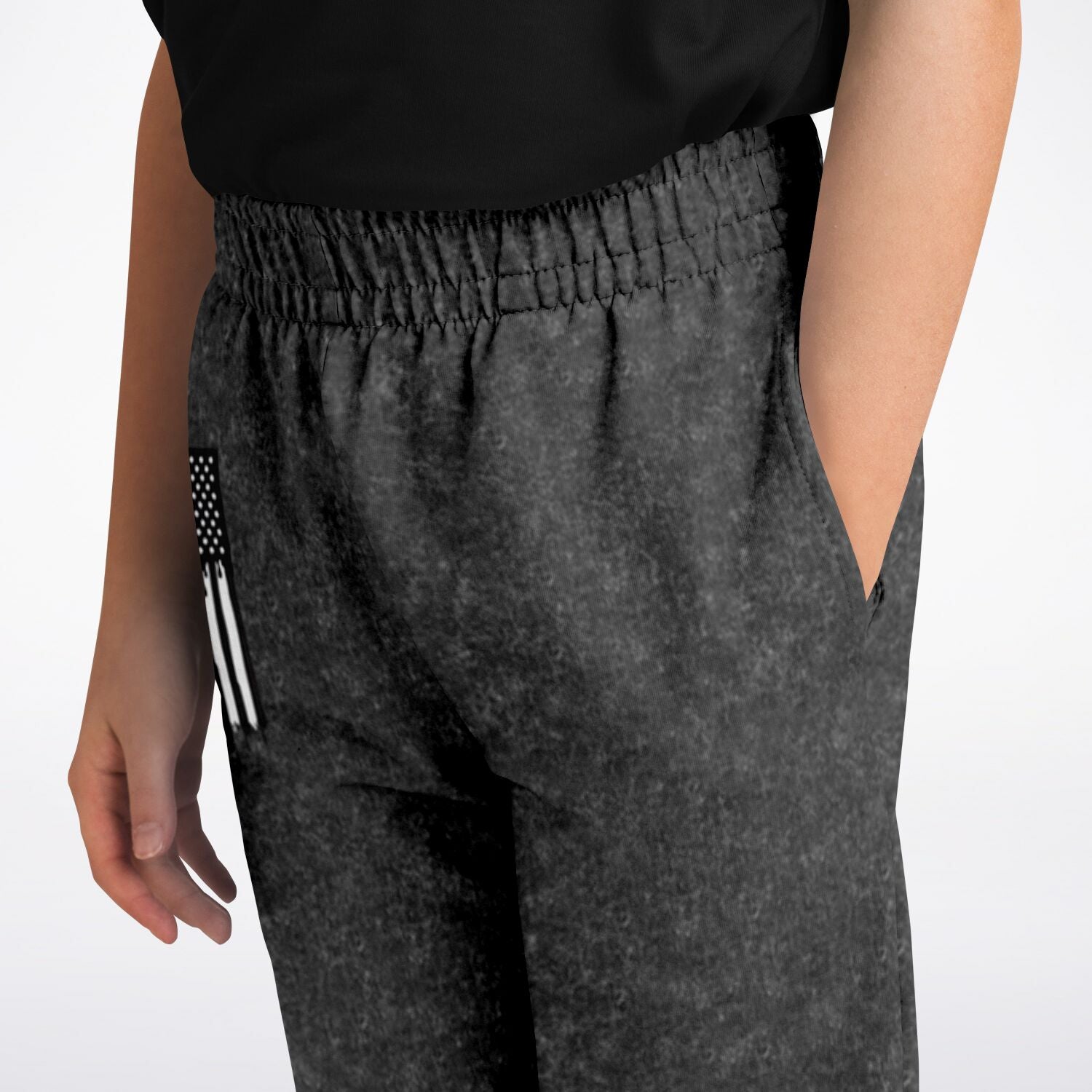 America Drip Black Acid Wash Kids/Youth Jogger