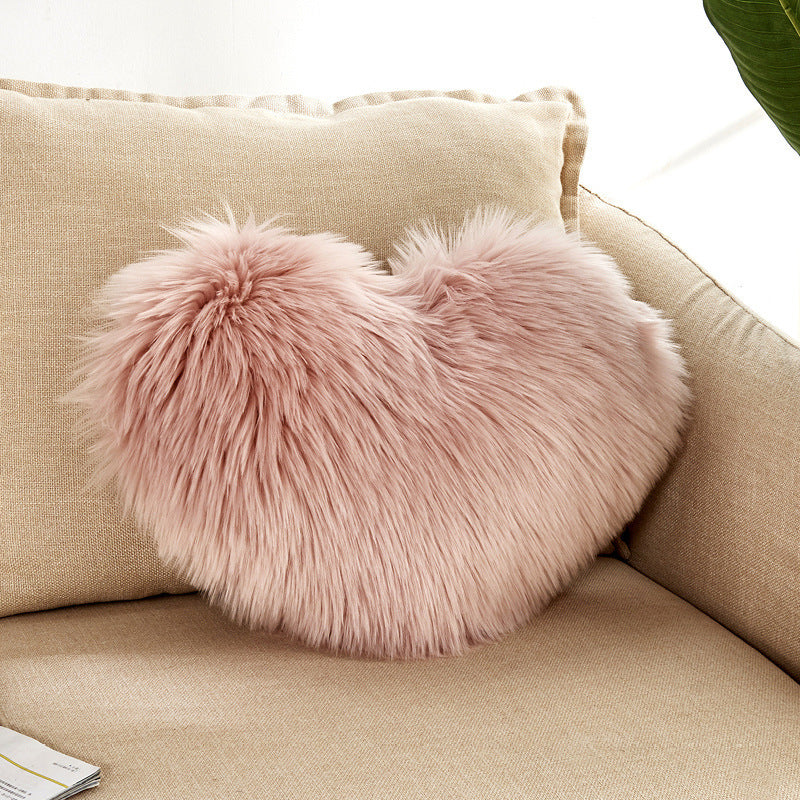 Fuzzy Heart Throw Pillow
