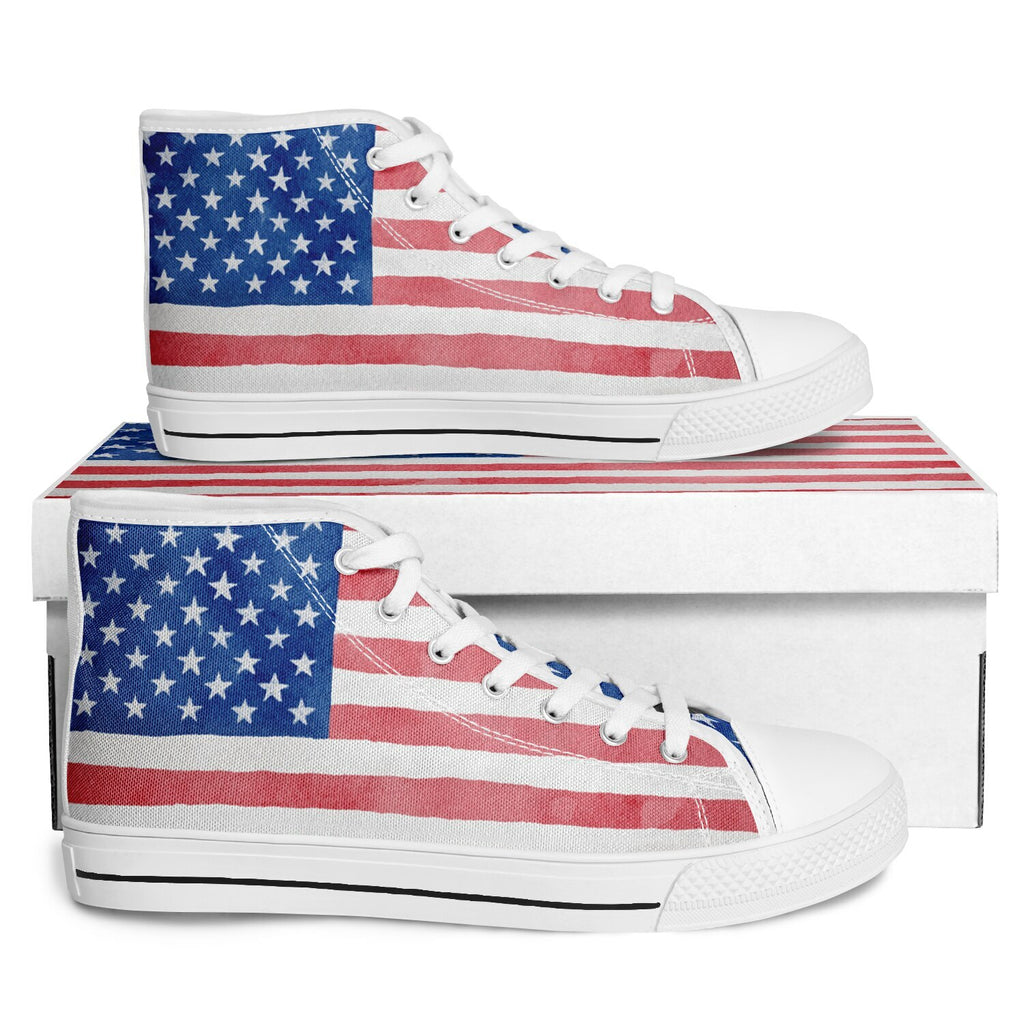 Watercolor Paint American Flag Urban Peak High Top Shoes