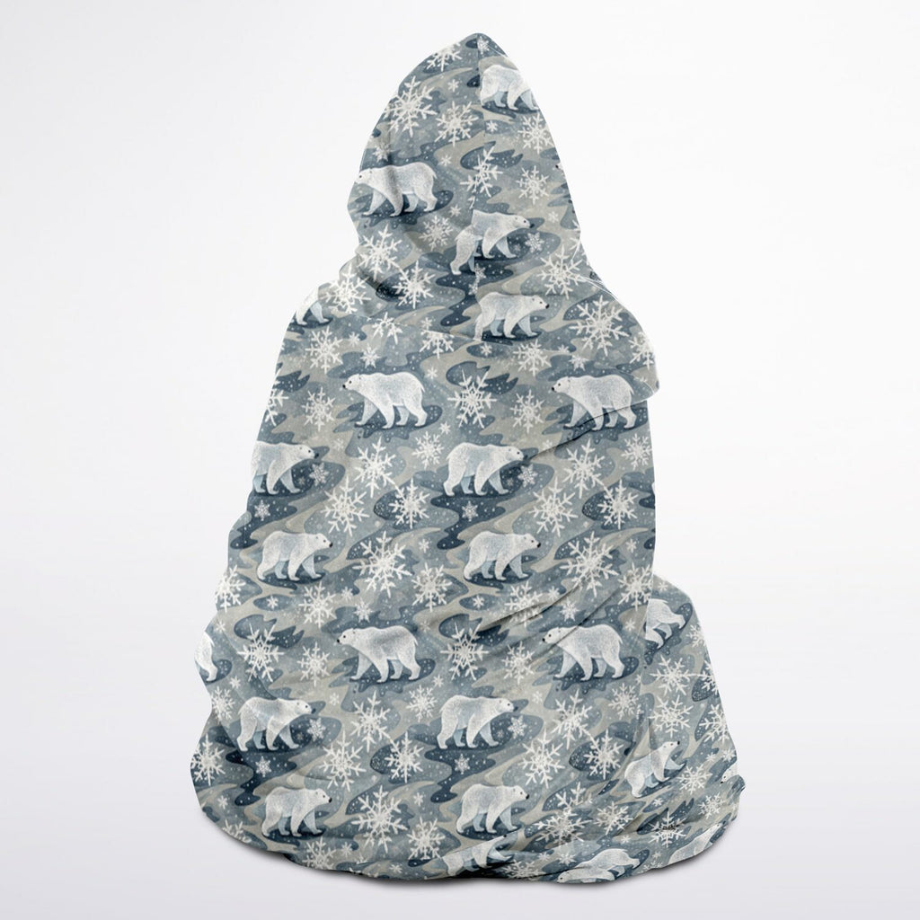 Polar Bear Blizzard Hooded Sherpa Blanket