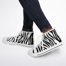 Load image into Gallery viewer, Zebra Print High Top Canvas Shoes
