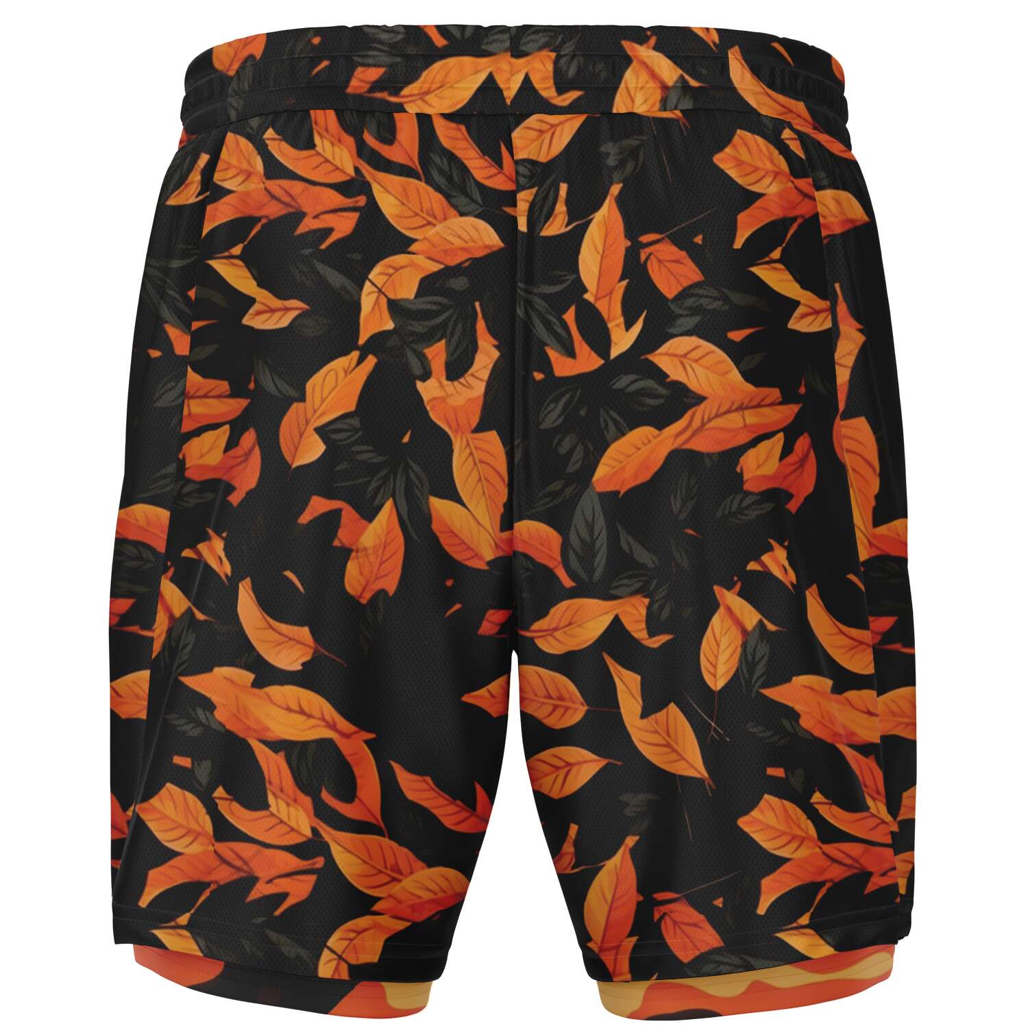Orange leaves Camouflage Men's 2-in-1 Shorts