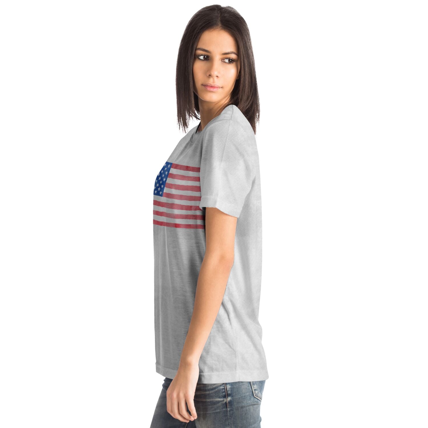 U.S. Flag Grey Smoke Ladies T-shirt