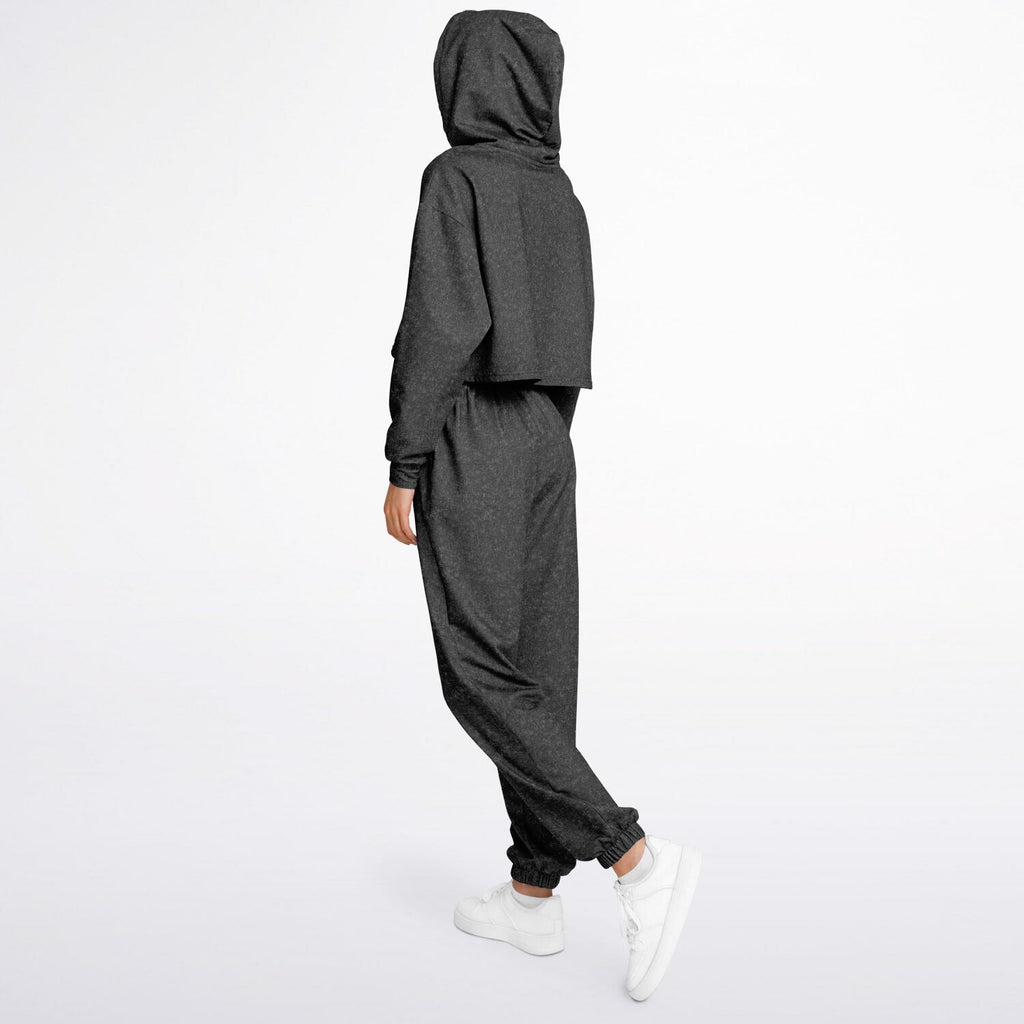 Ladies America Black Acid Wash Dance Hoodie & Sweatpants Set