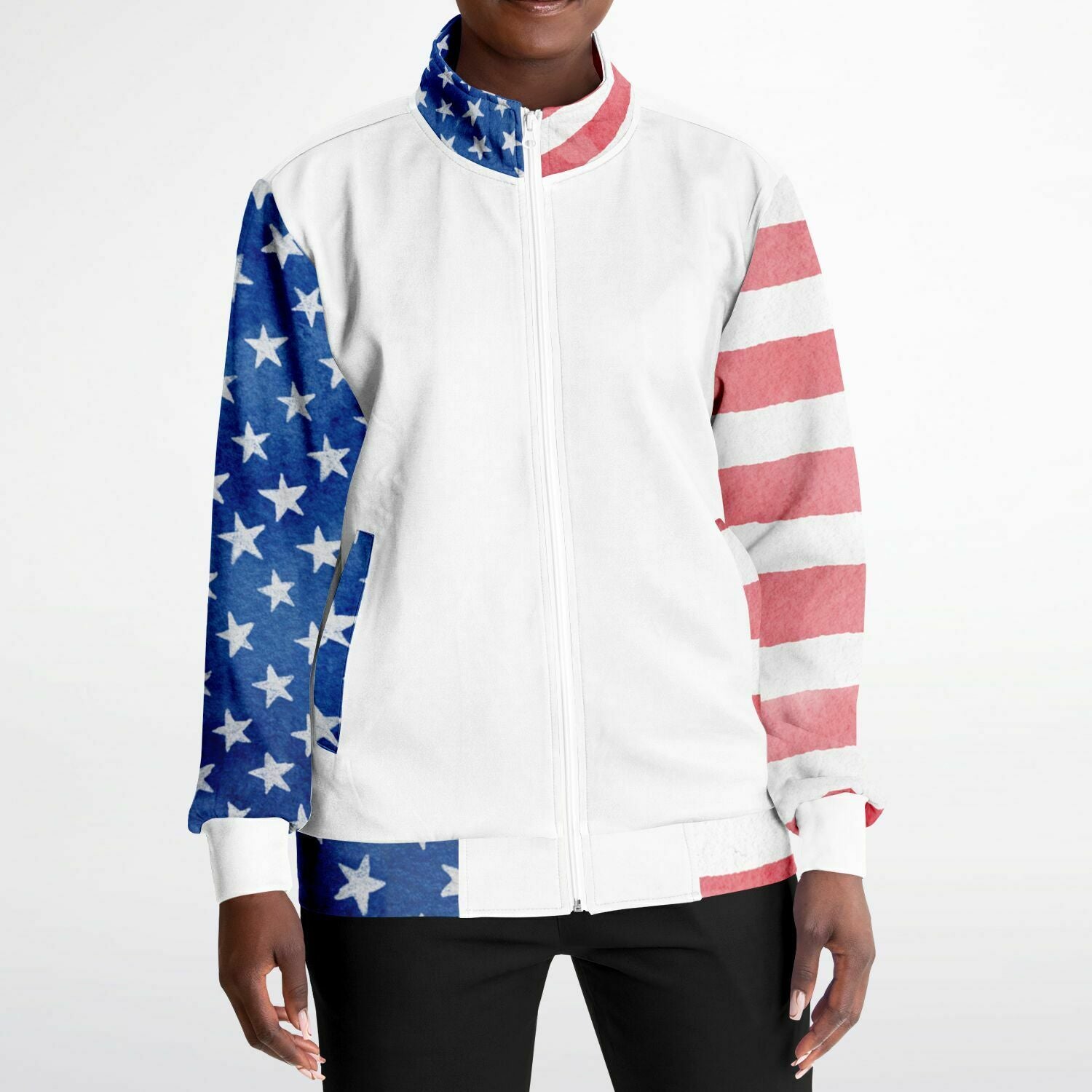 Stars and Stripes Watercolor Ladies Track Jacket