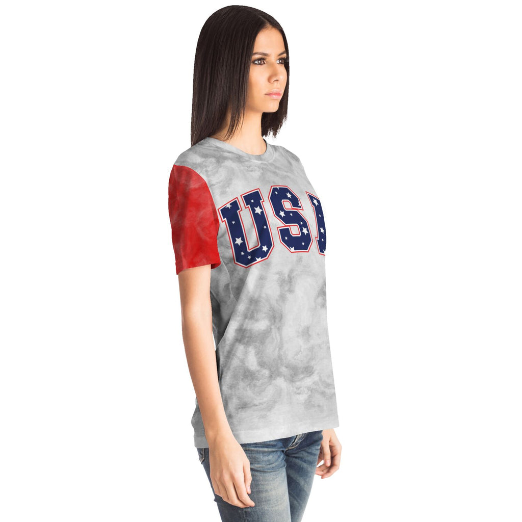 Red White and Blue USA Ladies T-shirt