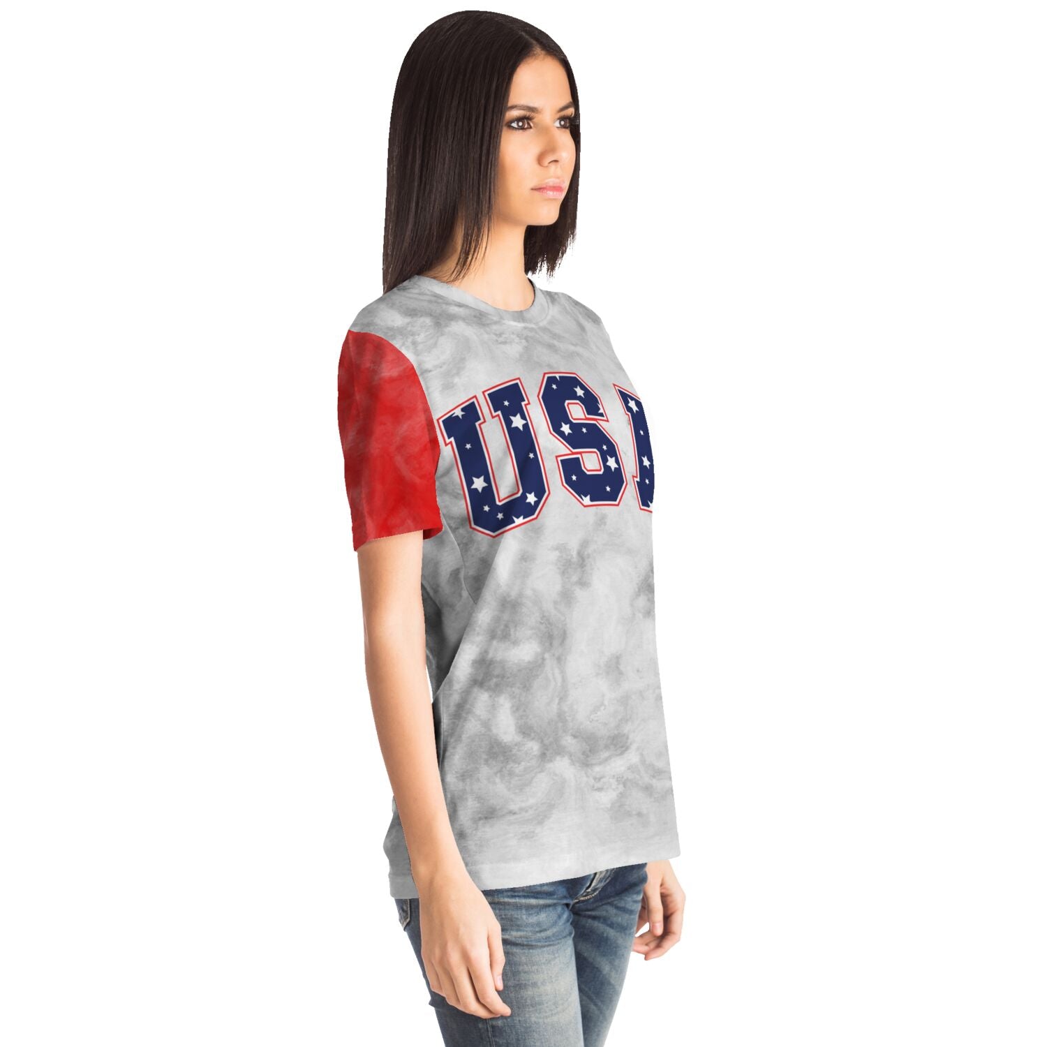 Red White and Blue USA Ladies T-shirt