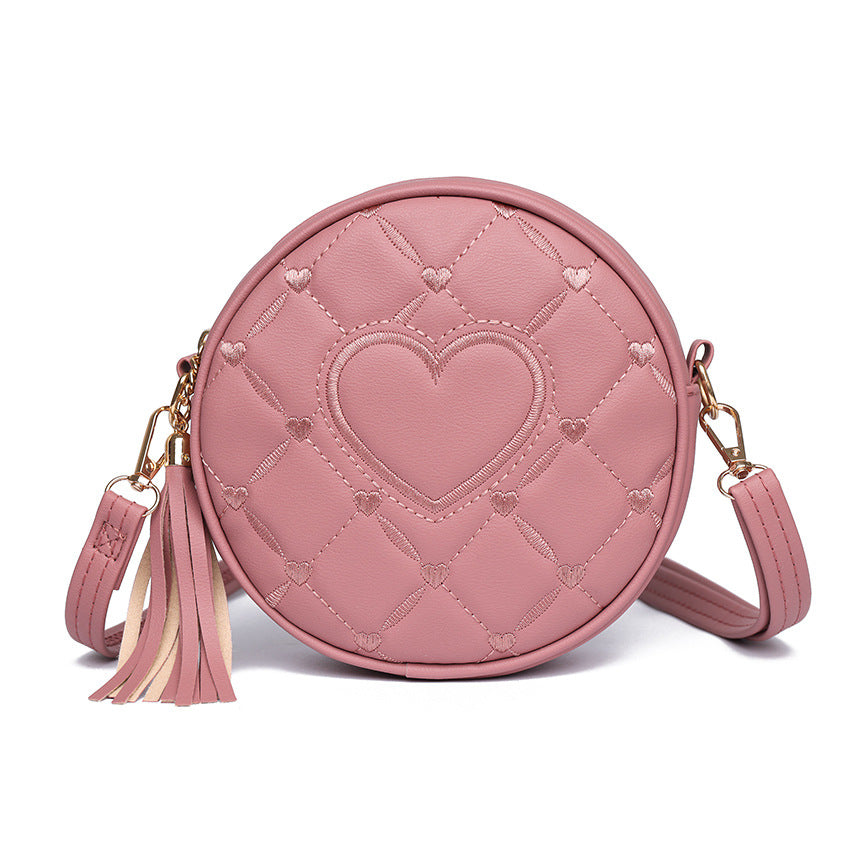 Embroidery Hearts Crossbody Round small bag