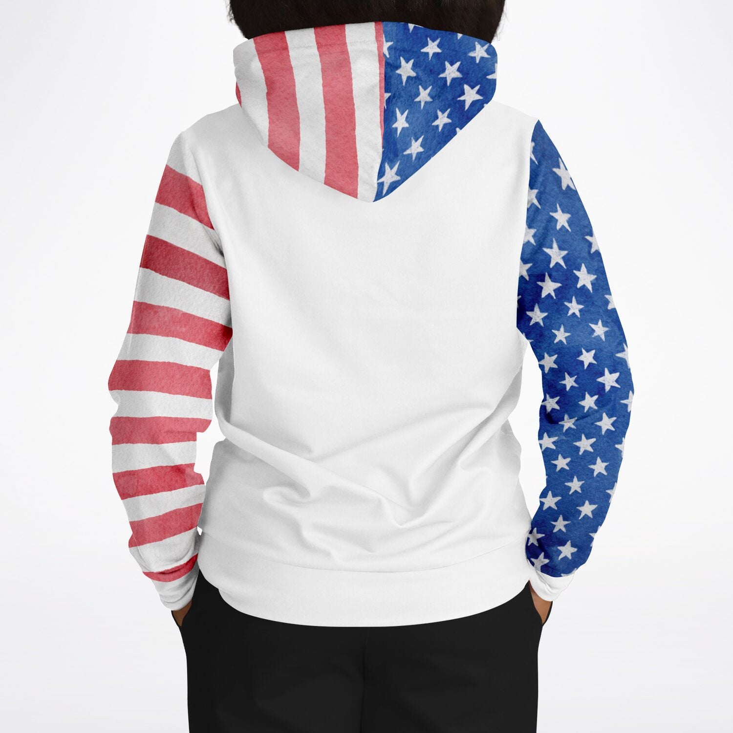 Stars And Stripes Watercolor Ladies Pullover Hoodie