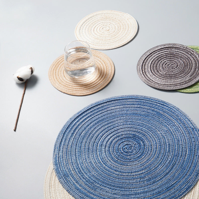 Round Material Table Placemat Set