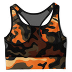Orange Camo Mesh Padded Sports Bra