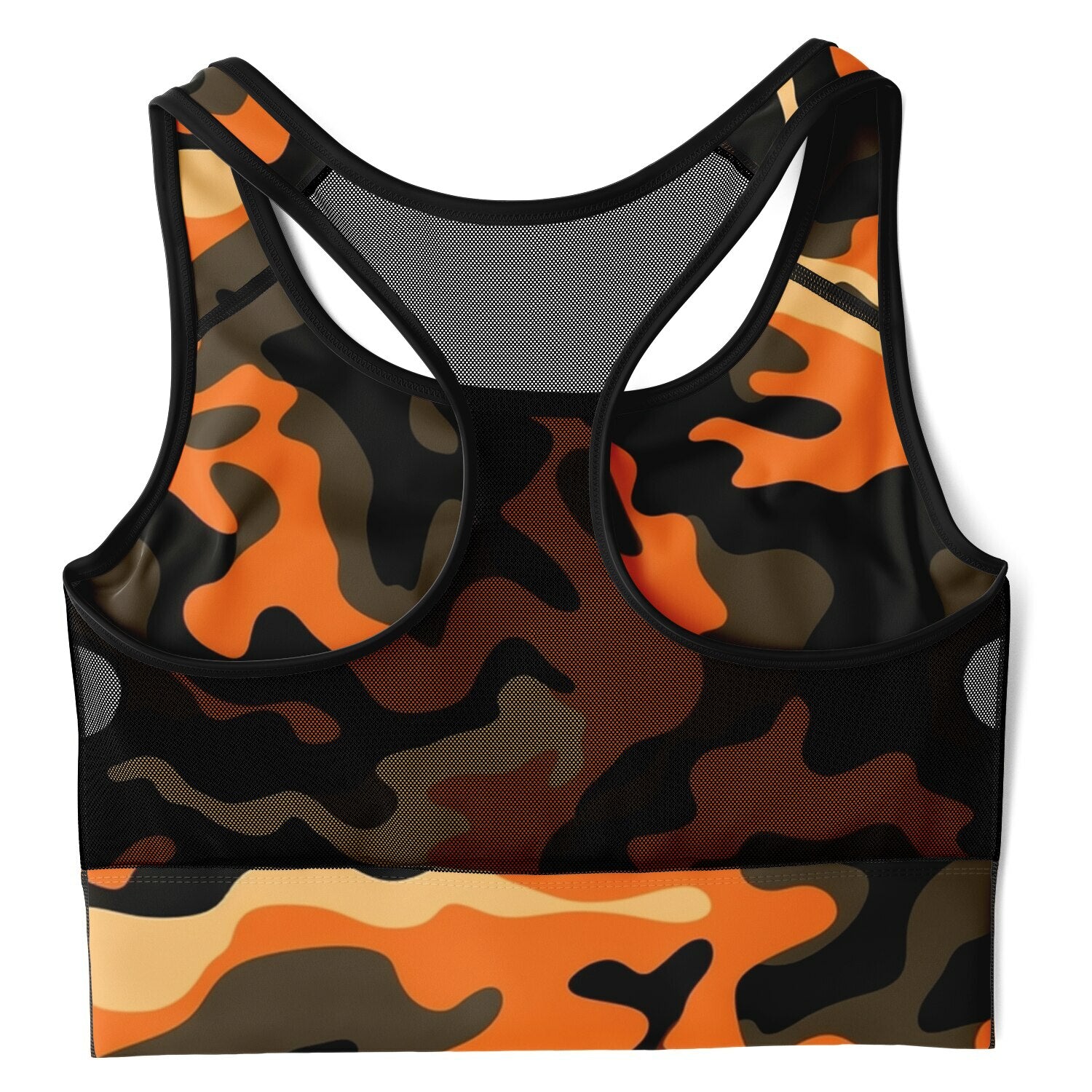 Orange Camo Mesh Padded Sports Bra