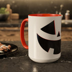 Halloween Jack-O'-Lantern Ceramic Mug (15oz) — Orange Handle & Interior