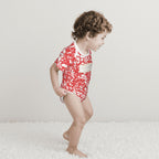 Red Baby Composition Book Cotton Short Sleeve Onesie