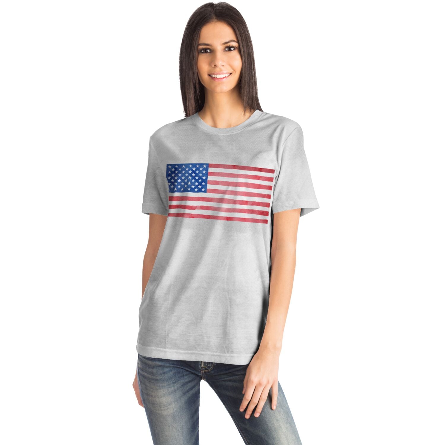 U.S. Flag Grey Smoke Ladies T-shirt