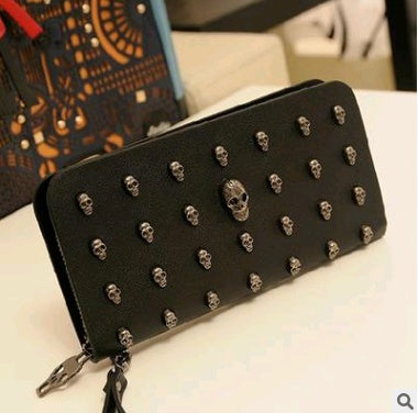 Black skulls ladies long wallet women's long wallet