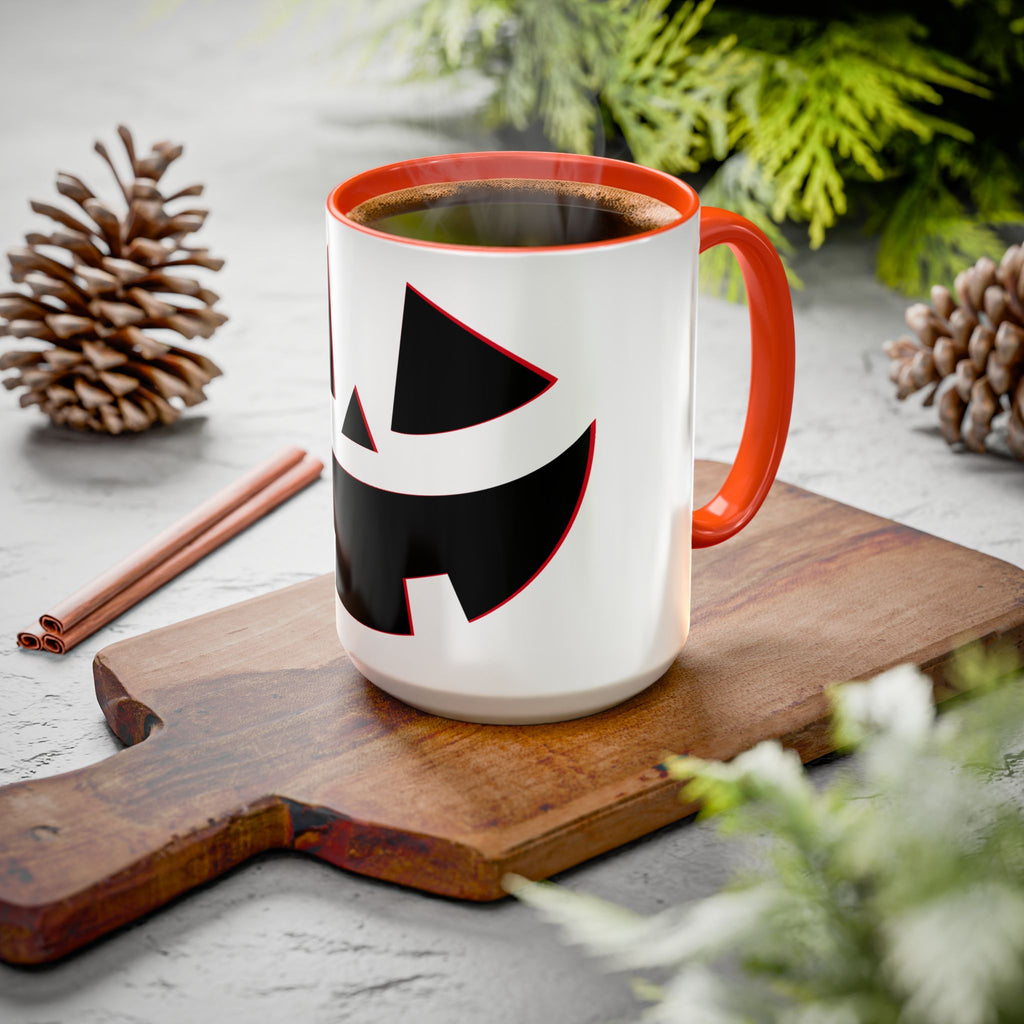 Halloween Jack-O'-Lantern Ceramic Mug (15oz) — Orange Handle & Interior