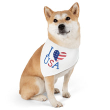 Load image into Gallery viewer, I Love USA Pet Bandana Collar | Perfect for Celebrations, Holidays, Dog Lovers, Red White Blue Accessories, USA Pride

