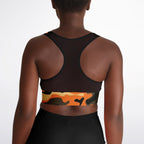 Orange Camo Mesh Padded Sports Bra
