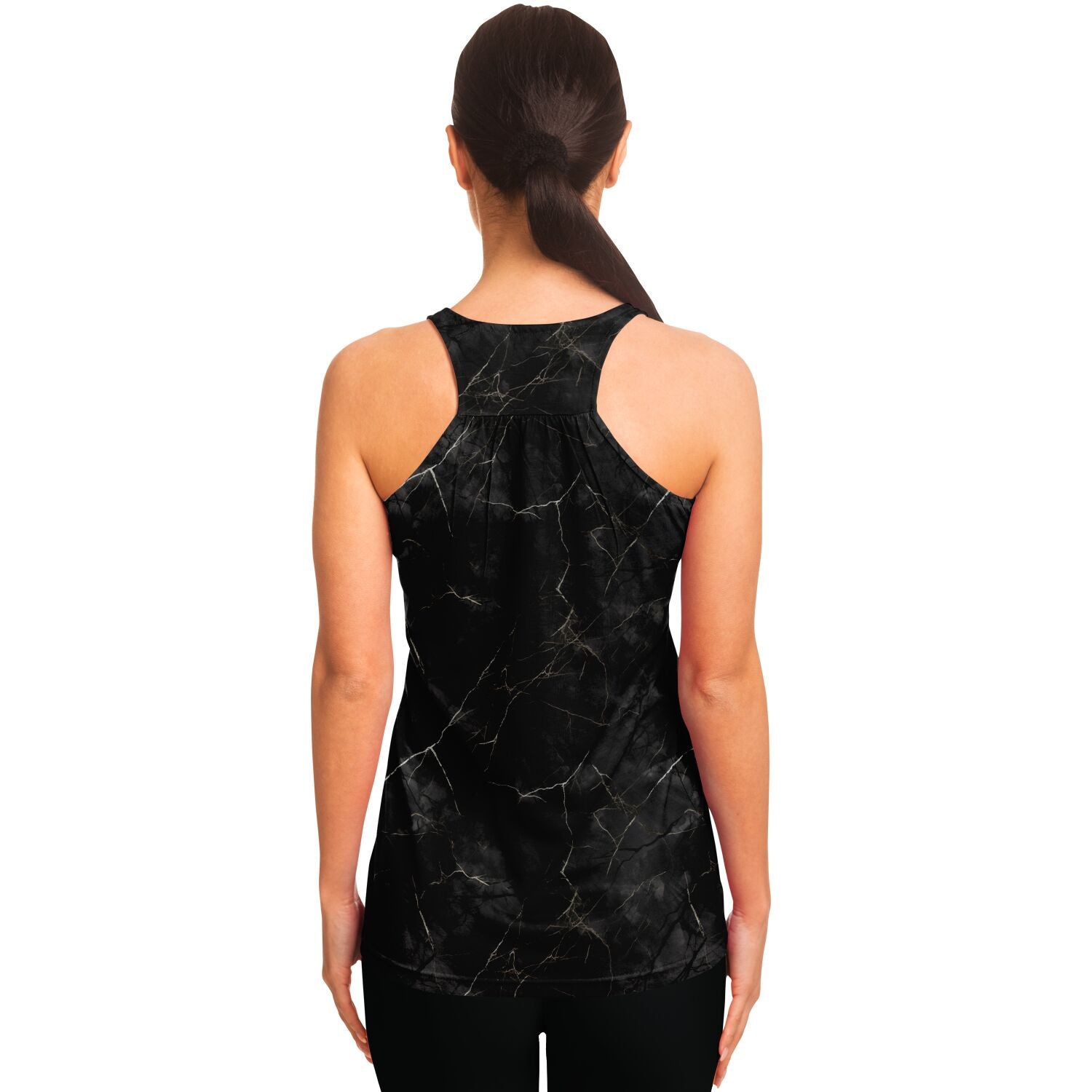 Black Marble Flowy Ladies Racerback Tank Top