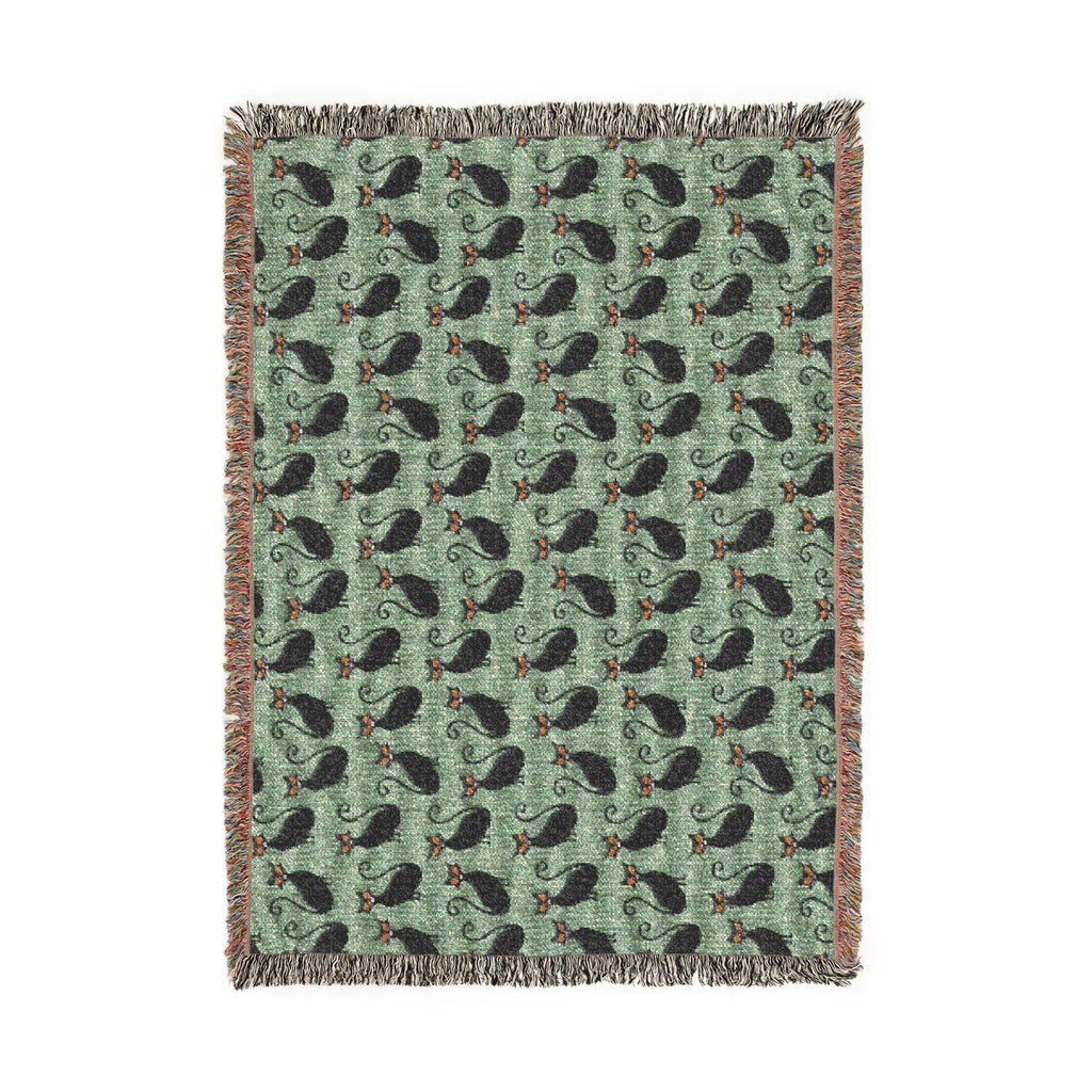 Cat Pattern Woven Blanket — Cozy Decorative Throw for Halloween