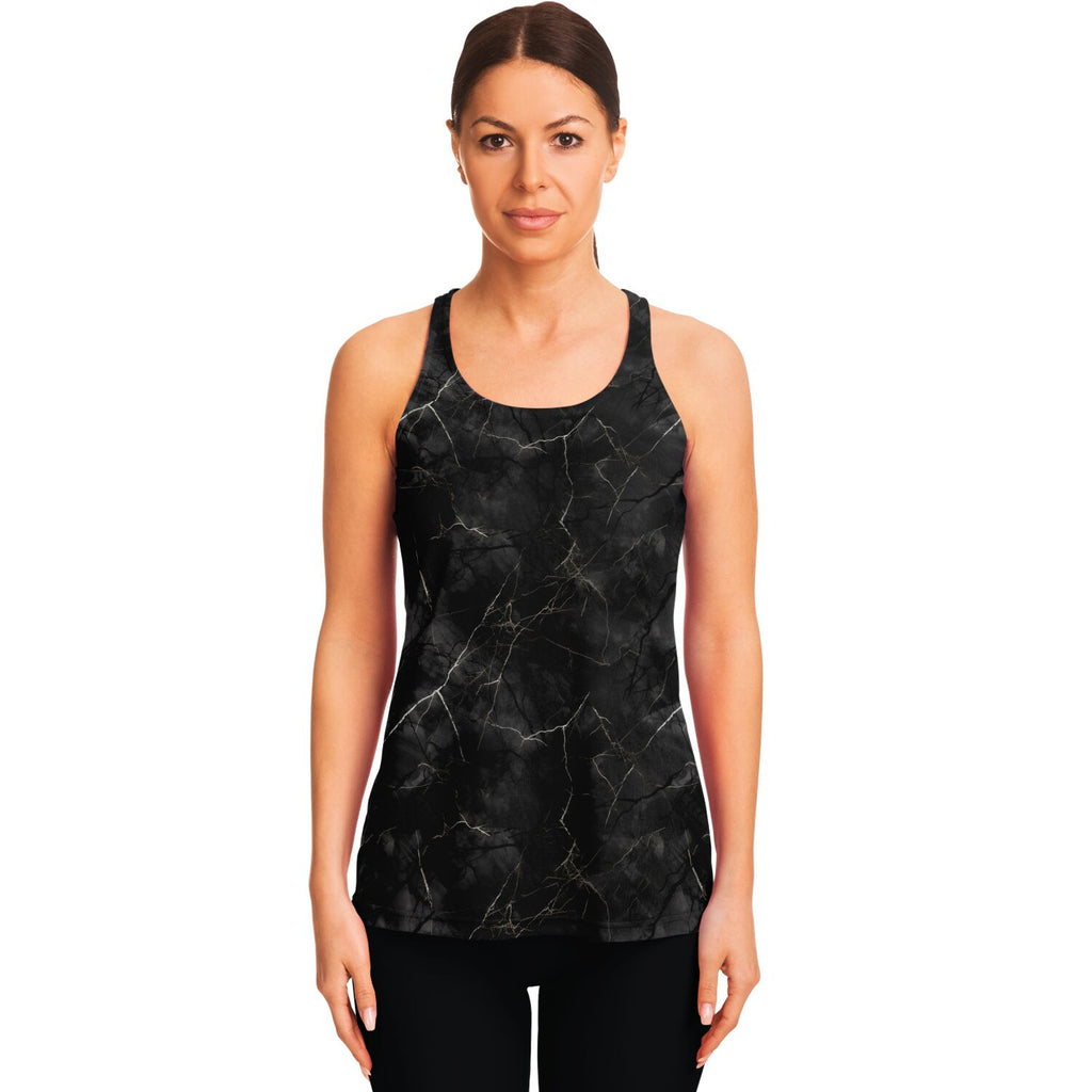 Black Marble Flowy Ladies Racerback Tank Top