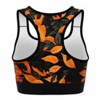 Orange Leaves Forest Camo Sports Bra