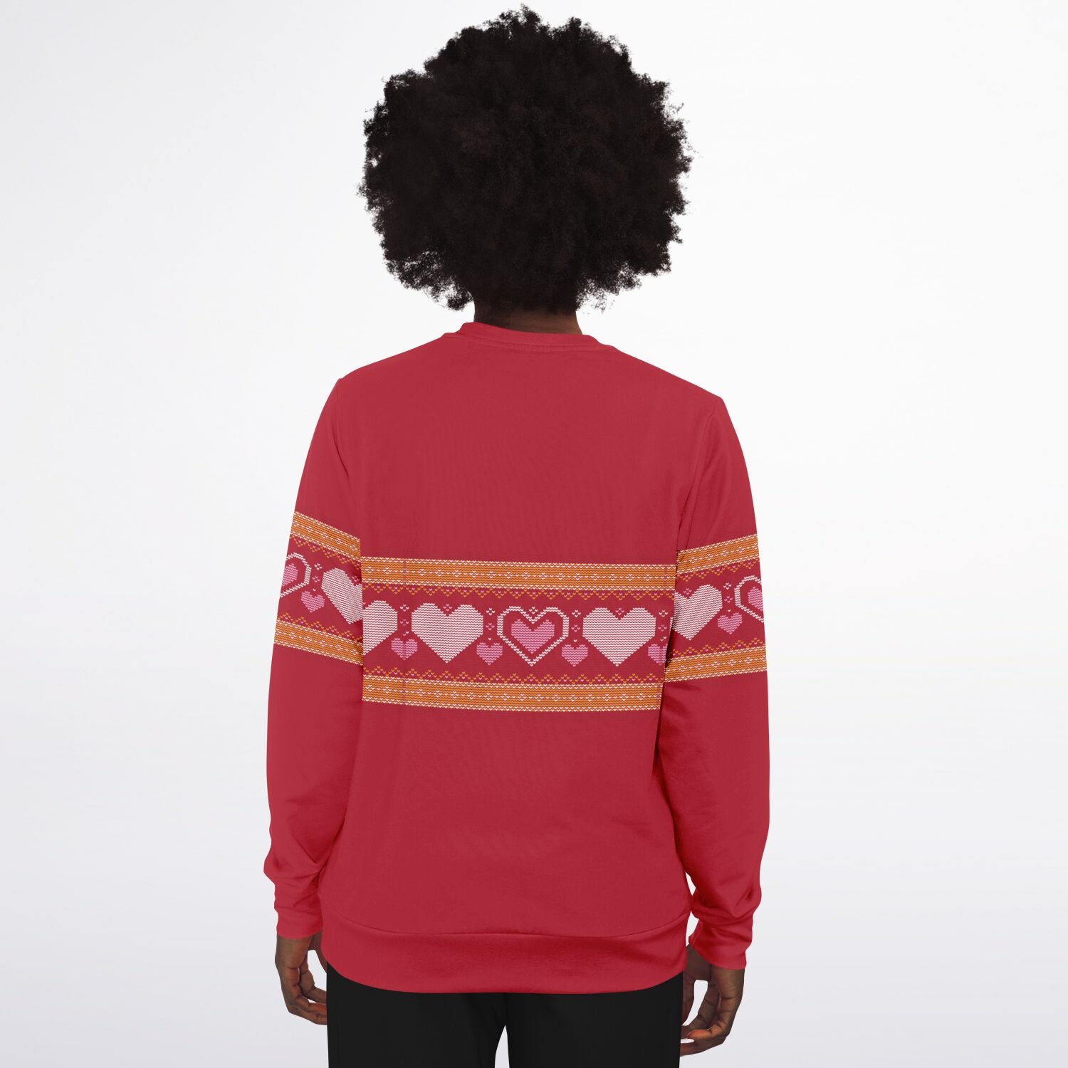 Knitted Heart Stripe Ladies Sweatshirt