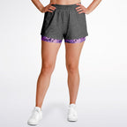Purple Skulls Women's 2-in-1 Shorts - AOP