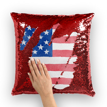 Load image into Gallery viewer, Stars and Stripes Sequin Cushion Cover
