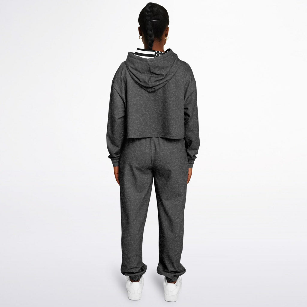 Ladies America Black Acid Wash Dance Hoodie & Sweatpants Set