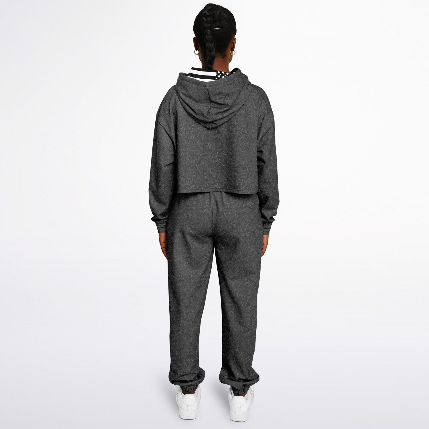 Ladies America Black Acid Wash Dance Hoodie & Sweatpants Set