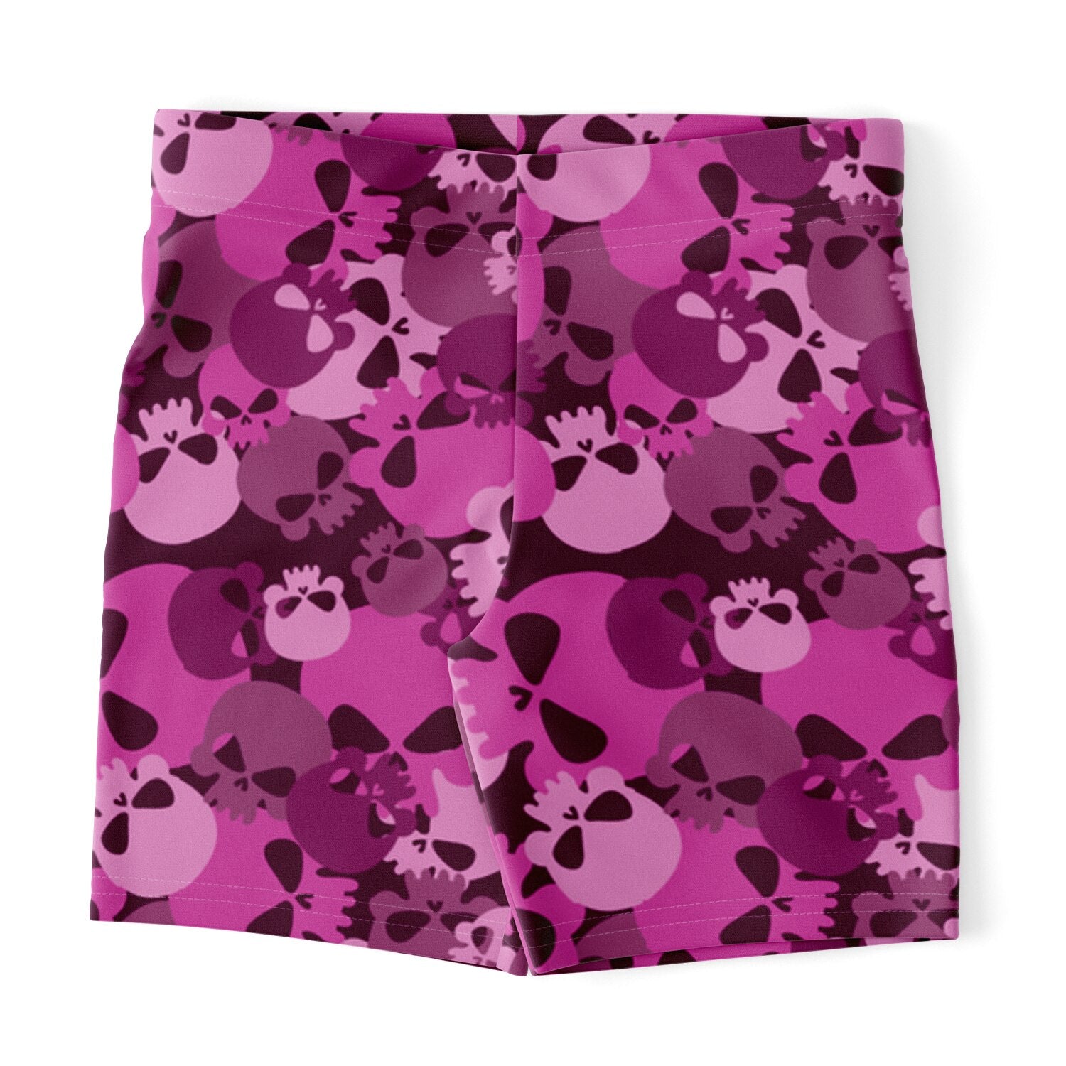 Pink Skulls Biker Shorts