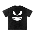 Wicked Skull Snow Washed Oversized Unisex Cotton T-Shirt