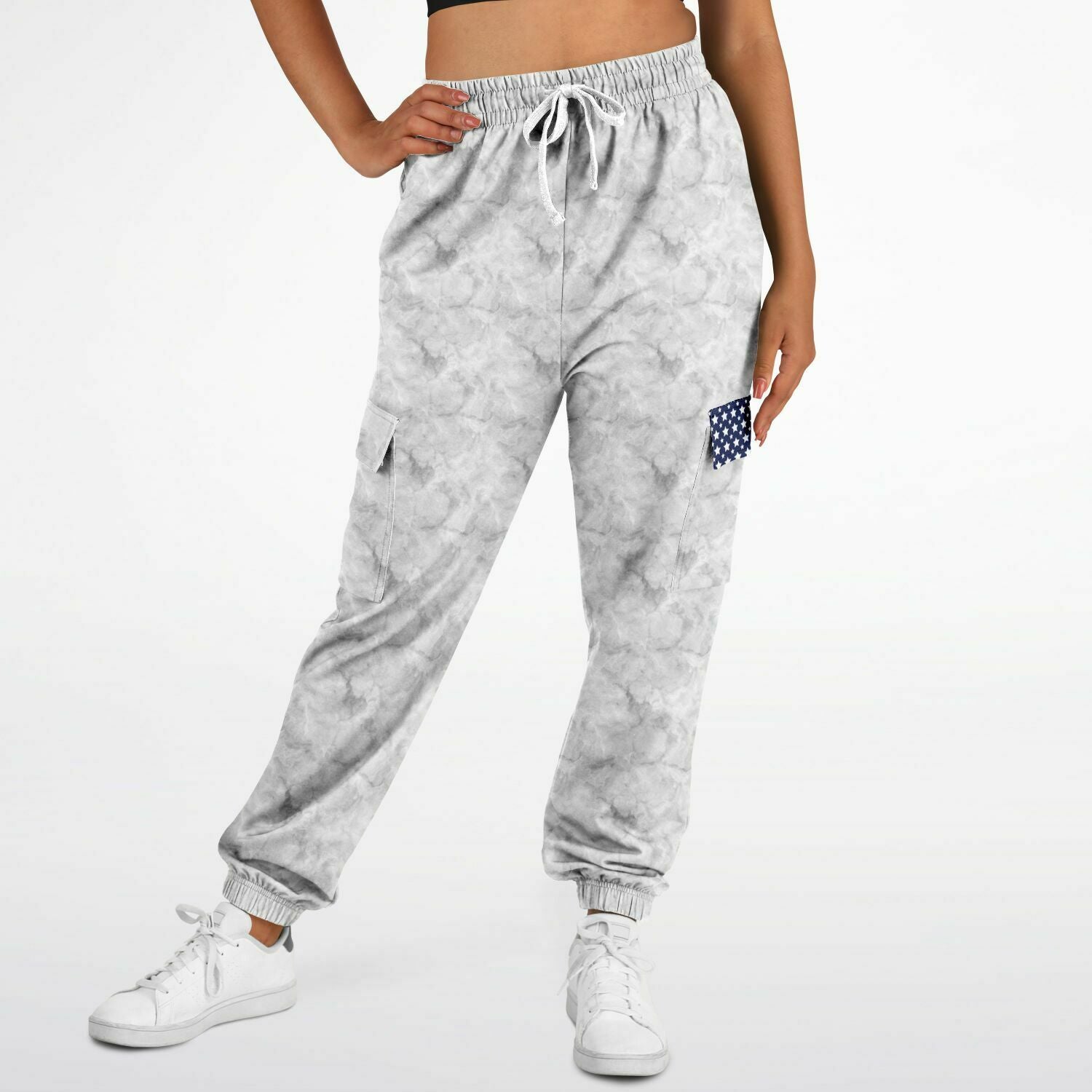 Ladies Stars and Stripes Flag Cargo Sweatpants