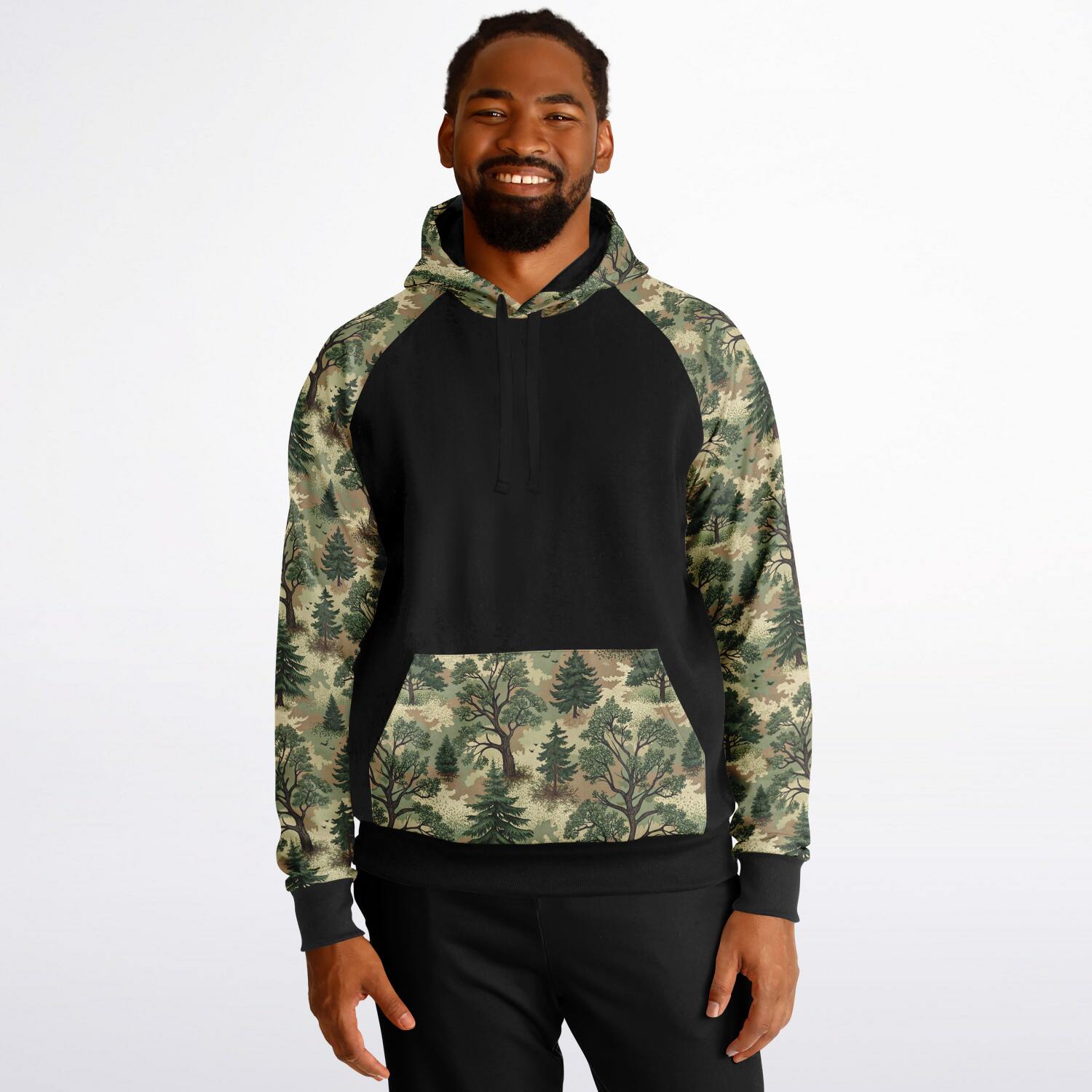 Forest Camo Black Raglan Hoodie