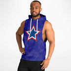 Red, White and Blue Star Blue Drop Armhole Hoodie