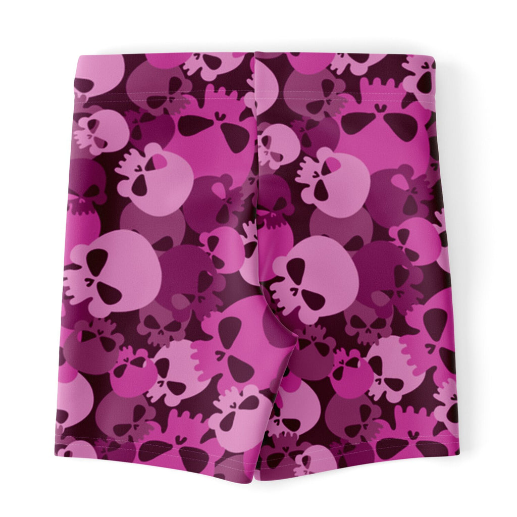 Pink Skulls Biker Shorts