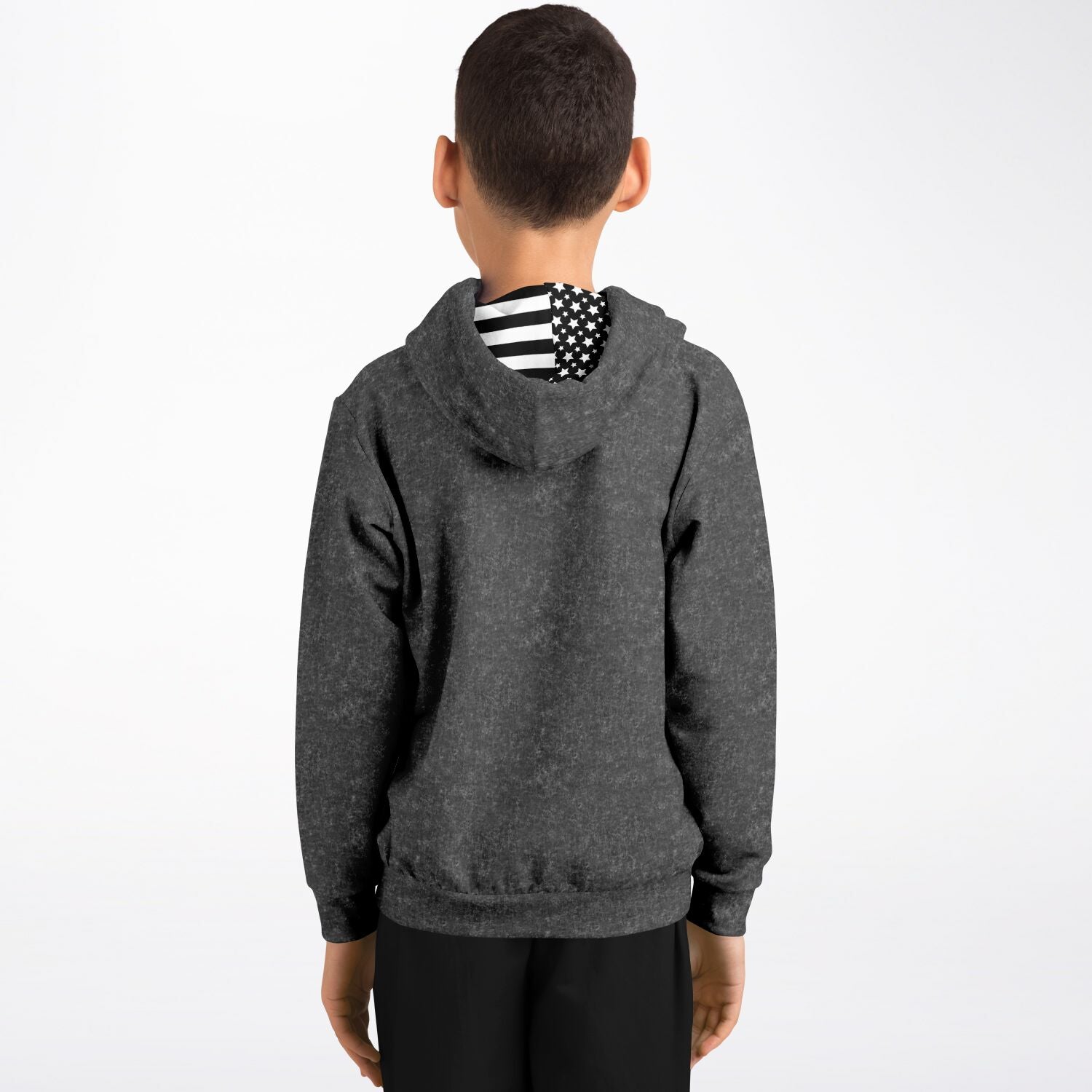 America Black Acid Wash Kids Hoodie