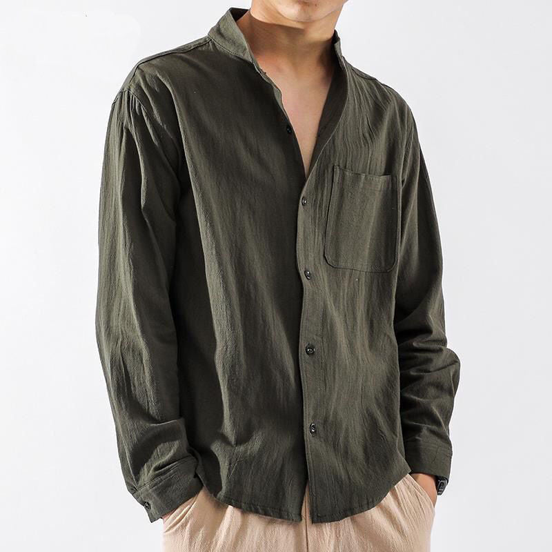 Men's Linen Long Sleeve Shirt Casual Top