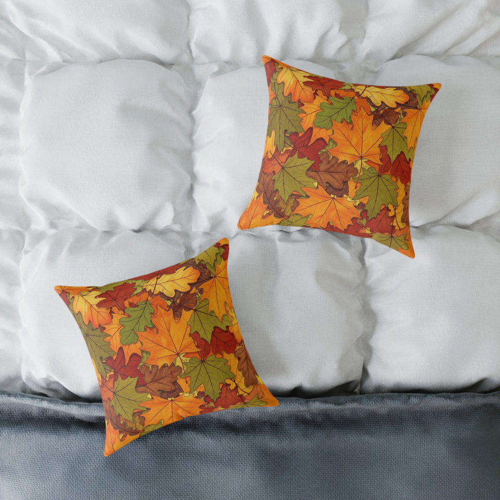 Autumn Leaves Square Pillow — Fall Decorative Throw Pillow
