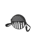 Black and White American Flag Drip Round Satchel Bag