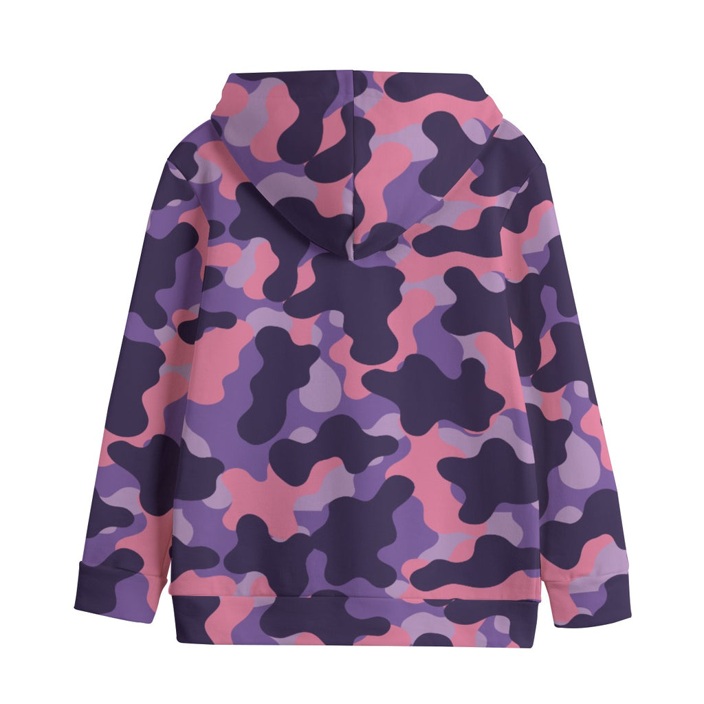 Purple Camo Happy Jack Kid's Cotton Pullover Hoodie