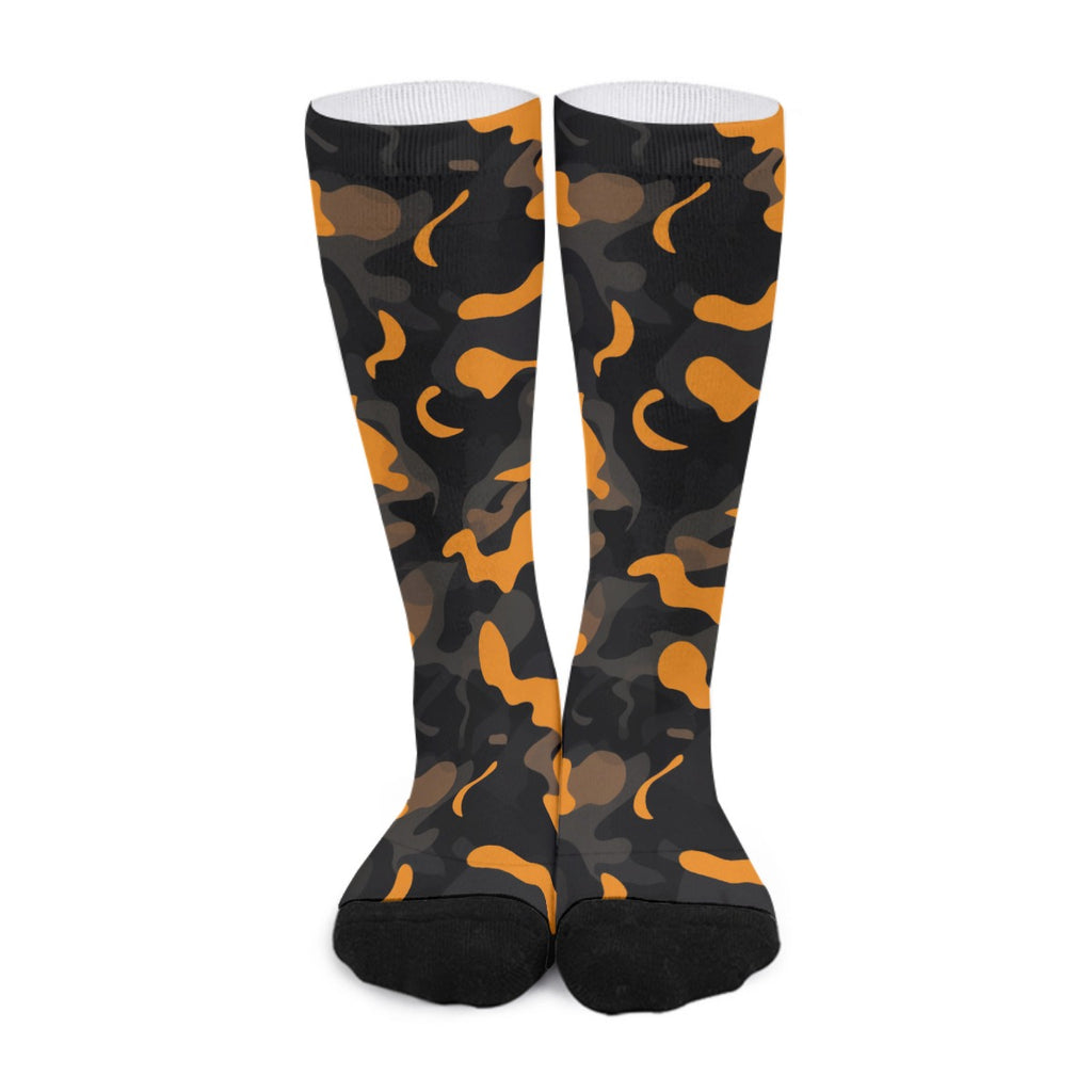 Orange and Black Camo Long Socks
