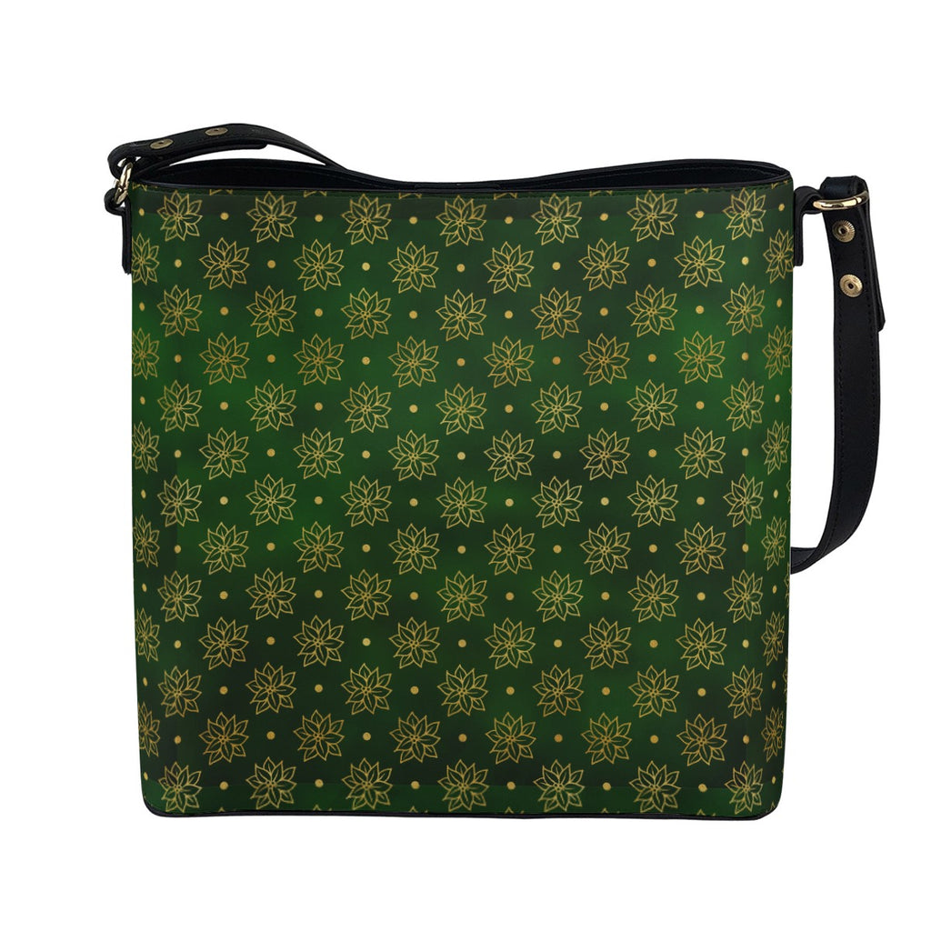 Green Minimalist Square Crossbody Bucket Bag