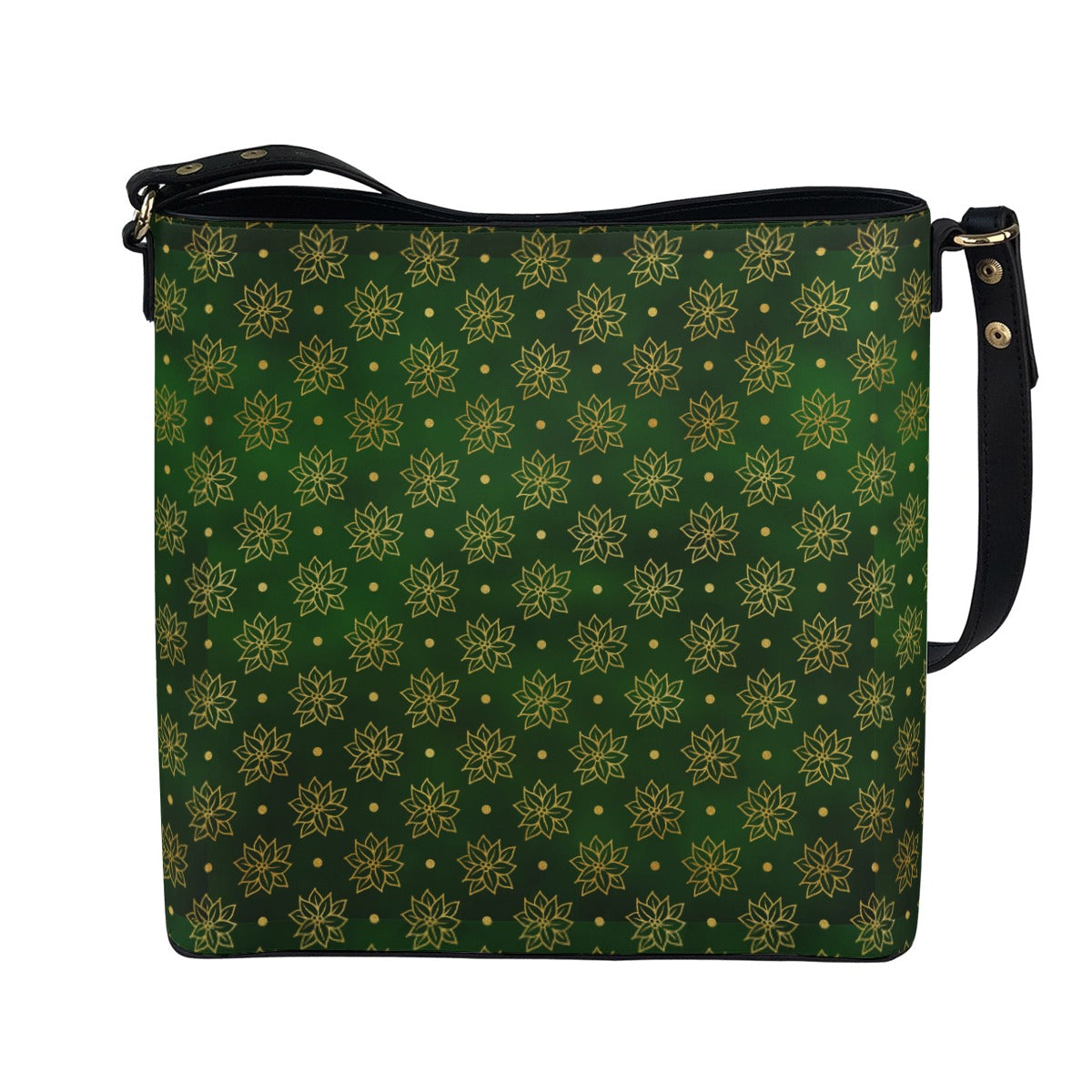 Green Minimalist Square Crossbody Bucket Bag