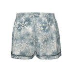 Ice Blue Snowflake Women's Silky-Smooth Short Sleeve Pajama Set with Shorts