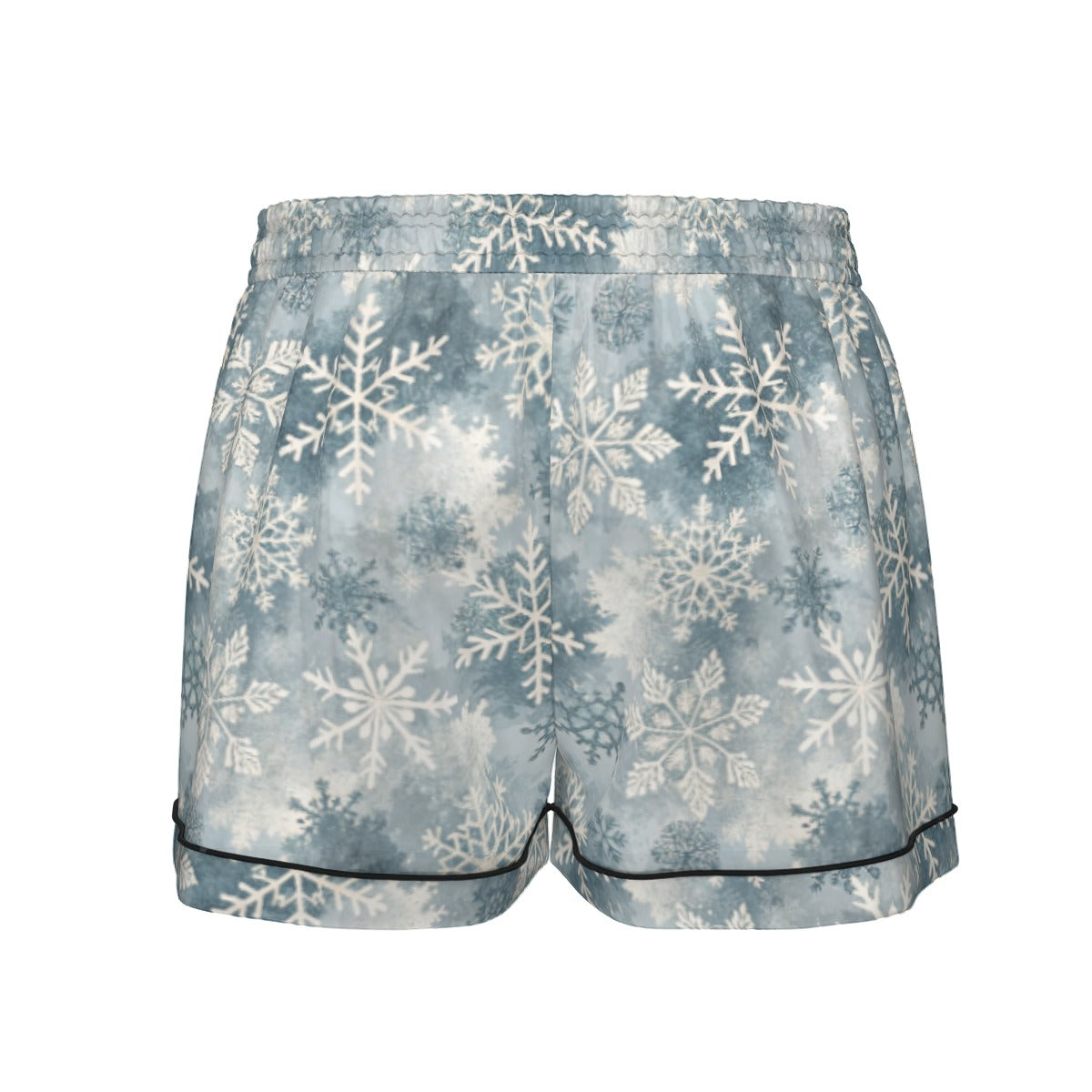 Ice Blue Snowflake Women's Silky-Smooth Short Sleeve Pajama Set with Shorts